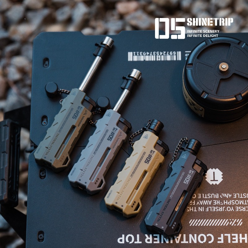 Fire Piston Starter - ไฟแช็คแก๊สบิวเทนแบบพ่นไฟสีฟ้า ทนลม หัวฉีดปรับได้ สำหรับกิจกรรมกลางแจ้ง ปี 2026